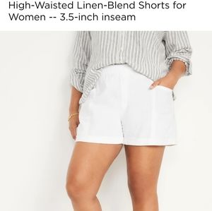 Old Navy High Waisted White Linen blend shorts. 3.5 inch inseam Size XL